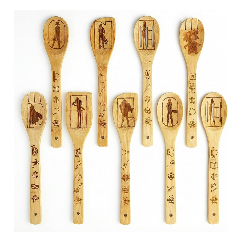 TAUMI 9-Piece One Piece Bamboo Kitchen Utensil Set